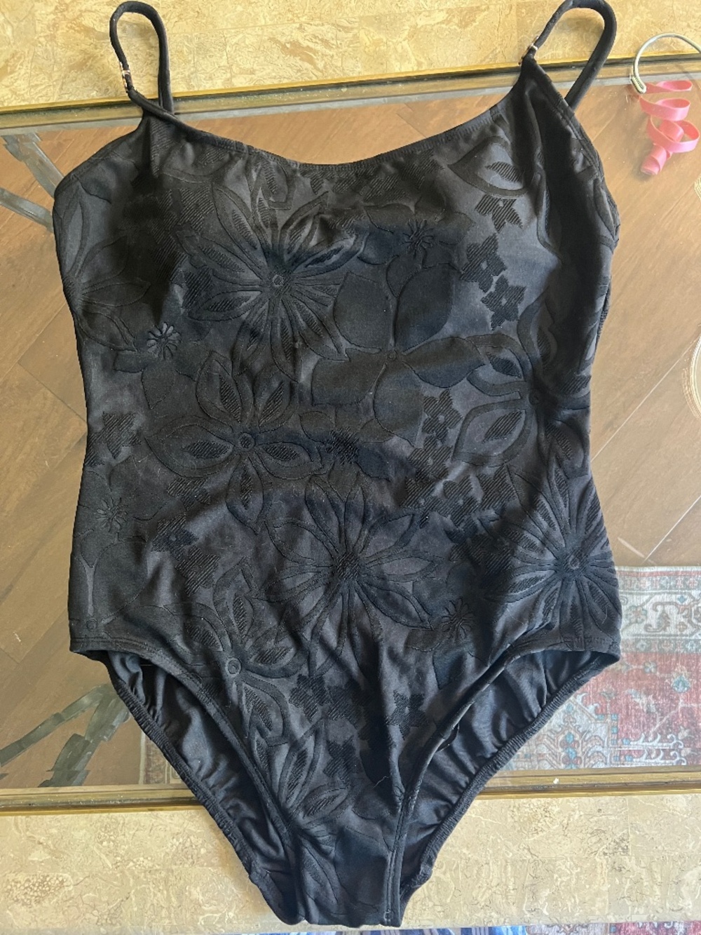 Longitude Black Floral One Piece Swimsuit Plus Size 14 - nice and clean